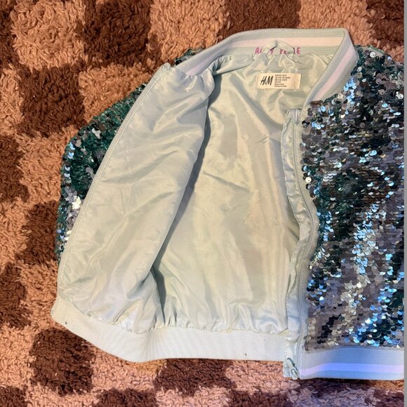 H&M Girls Sequin Jacket "Lets Go Outside" Bunny Size 5T - Picture 3 of 6